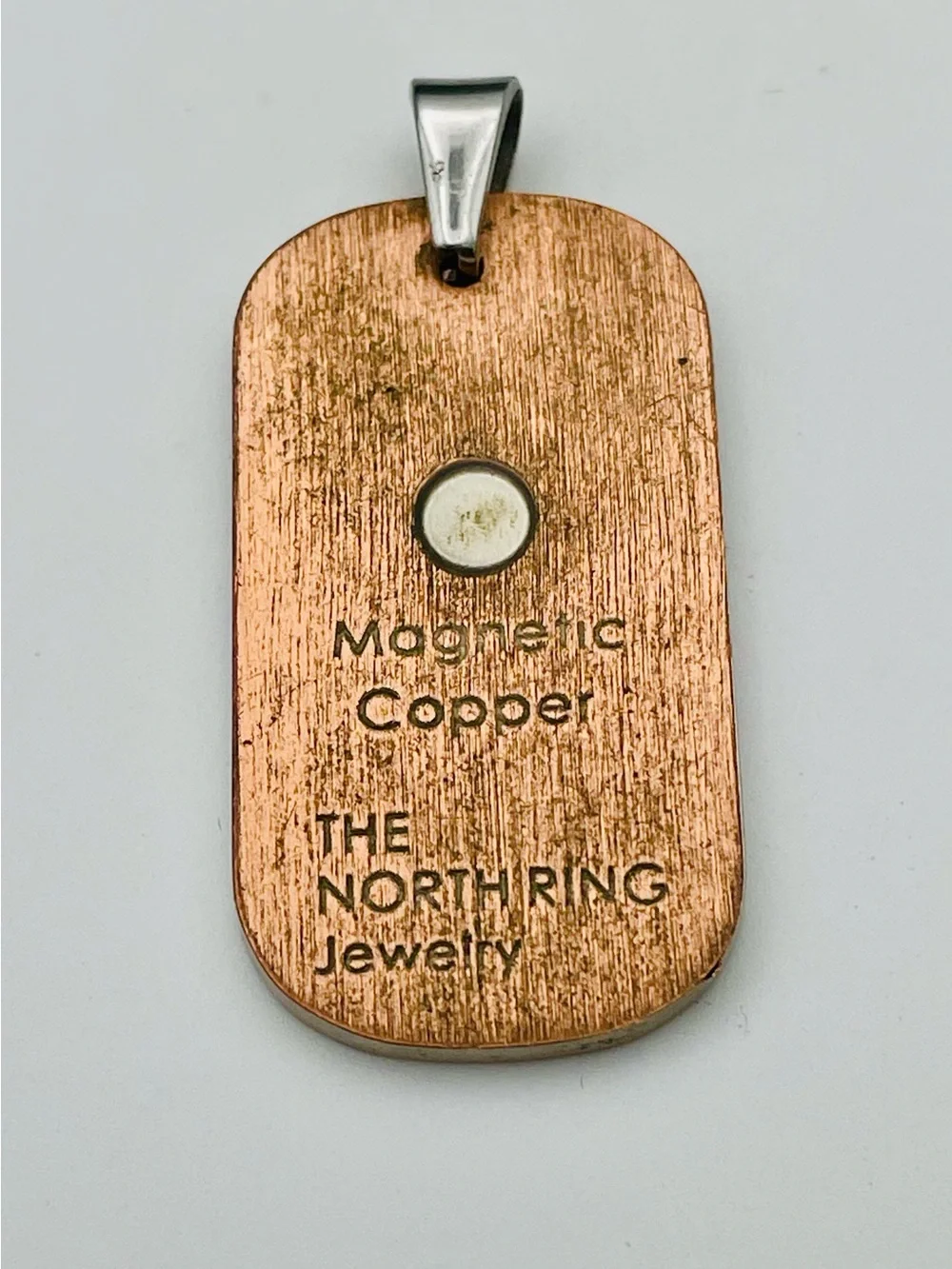 The North Ring Silver Copper, Magnetic DogTag Pendant w/Cross & Celtic scrolls